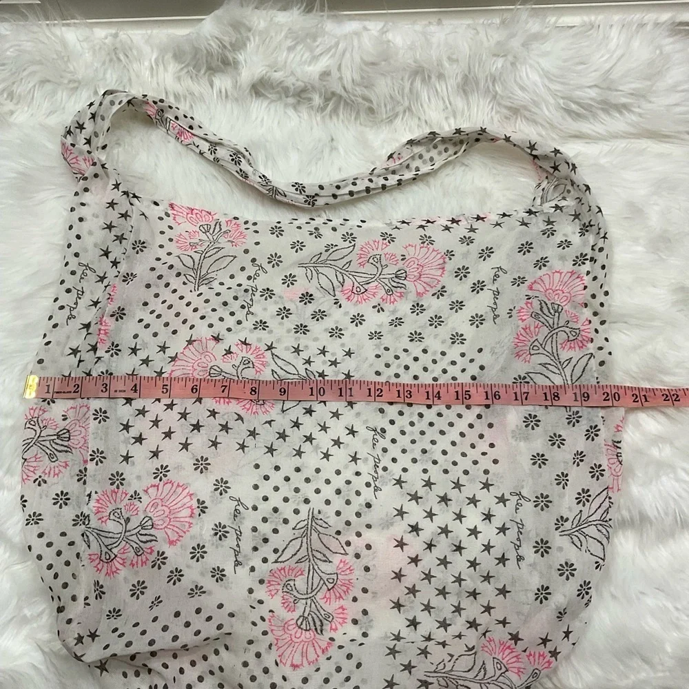 Free People Reusable Shopping Tote Large Pink Flowers Hippie Lightweight Cute